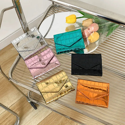 Fashion Stone Pattern Wallet New Women's Mini Multi-Card Slot Short Clutch Laser Card Holder