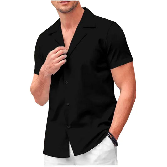 New Design Men's Stylish Half Sleeve Shirt - Soft Fabric, Long-lasting Style Formal look black color shirt
